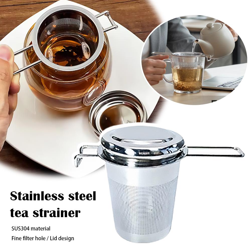 Coffee Leaves Tea - ที่กรองชาแบบแขวน 1 ชิ้น ทำจากสแตนเลส มีหูจับสองข้าง พร้อมฝาปิด