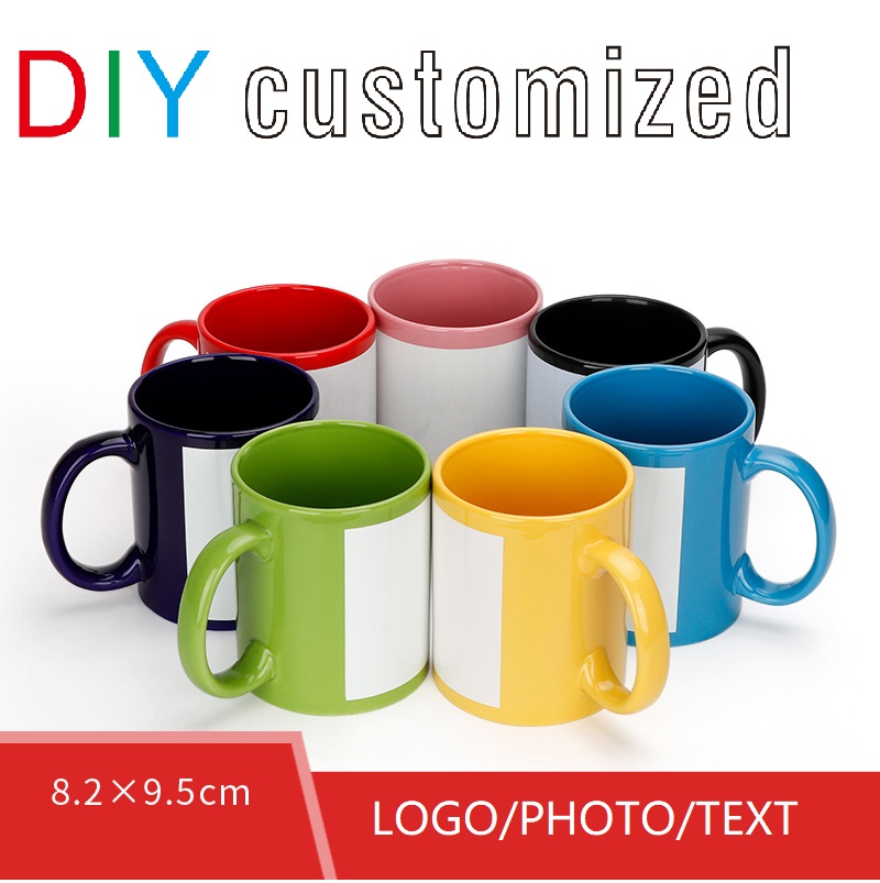 Coffee Tea Logo - ถ้วยสีดํา DIY โลโก้เซรามิค 350ML แก้วปรับแต่งพิมพ์ภาพรูปแบบส่วนบุคคลของขวัญสําหรับชากาแฟนม