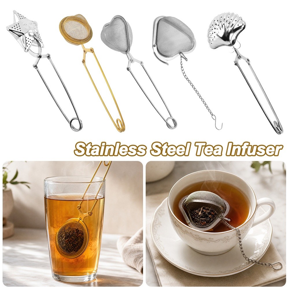 Tea Strainer Mesh - ที่กรองชาสแตนเลสแบบสร้างสรรค์ ถุงชาแบบใช้ซ้ำได้ ตัวกรองชาแบบตาข่าย อุปกรณ์ชงชา ที่กรองชาสำหรับครัว