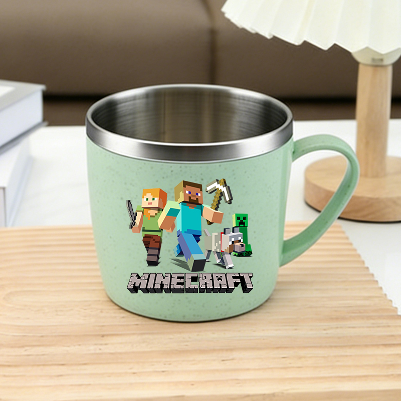 Coffee Tea Shop - แก้วน้ำสแตนเลสลายมайнคราฟท์ แก้วกาแฟ แก้วนม แก้วการ์ตูน แก้วน้ำสำหรับแปรงฟัน แก้วน้ำสำหรับเด็กชายและเด็กหญิง