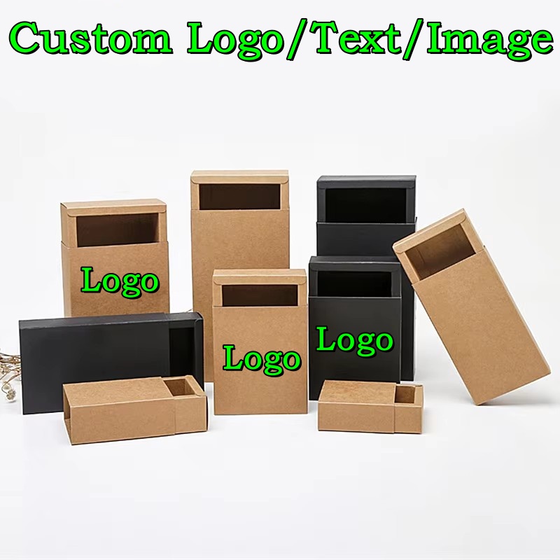 Coffee Tea Logo - กล่องกระดาษคราฟท์สีดำแบบพับได้ 20 ชิ้น 350 แกรม สำหรับใส่ของขวัญ