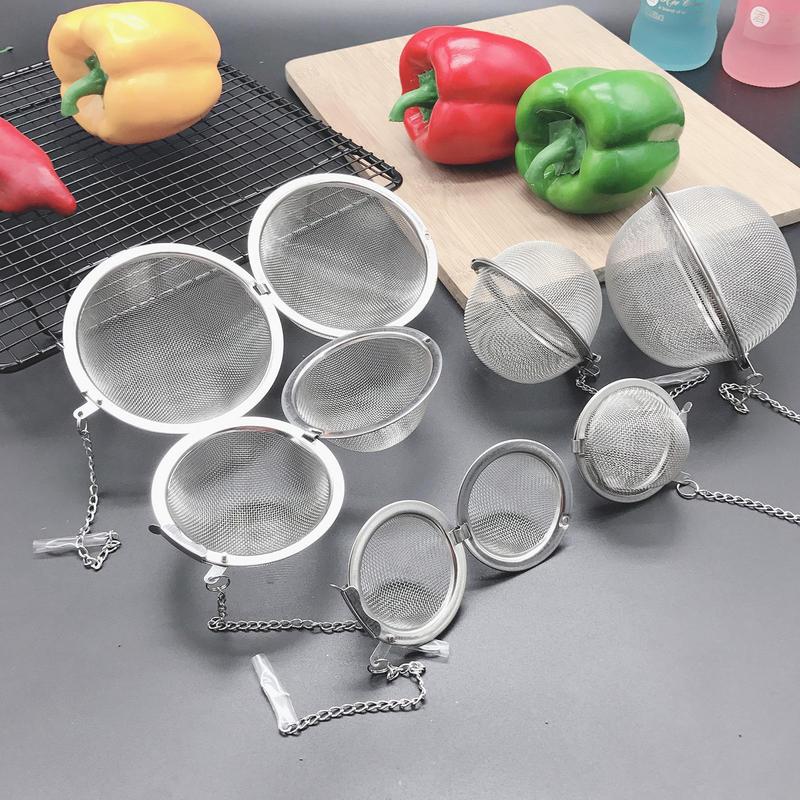 Tea Strainer Mesh - ลูกชาสแตนเลสที่กรองชาสแตนเลสตาข่ายชาลูกชาที่กรองชาพร้อมโซ่เครื่องปรุงรสเครื่องเทศกรองกรอง
