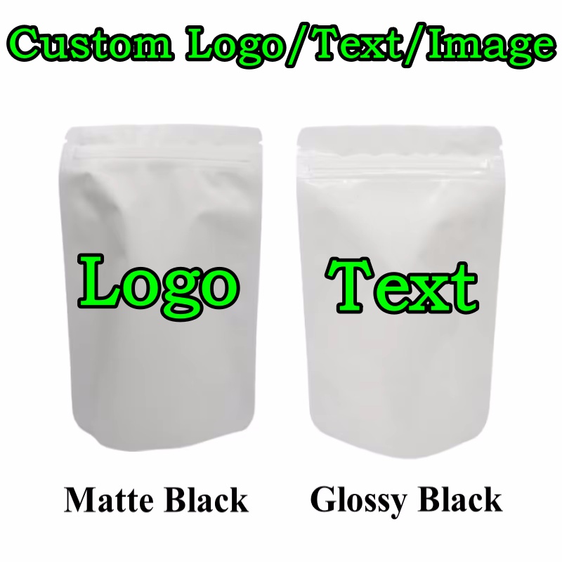 Coffee Tea Logo - ถุงซิปล็อคฟอยล์อะลูมิเนียมสีขาวด้าน/เงา 100 ชิ้น สำหรับใส่ขนม ชา กาแฟ