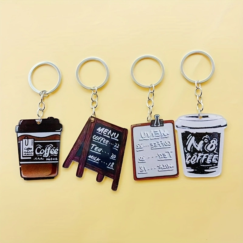Coffee & Tea - Pastry Góc Xanh - พวงกุญแจแก้วกาแฟอะคริลิก 8 ชิ้น เหมาะสำหรับเป็นของขวัญงานปาร์ตี้แปลกใหม่สำหรับผู้หญิง
