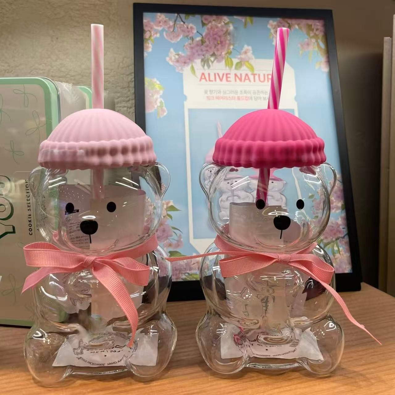 แก้วน้ำทรงหมี Bk สีชมพูใส แก้ว - Coffee Tea Shop บทวิจารณ์และราคา