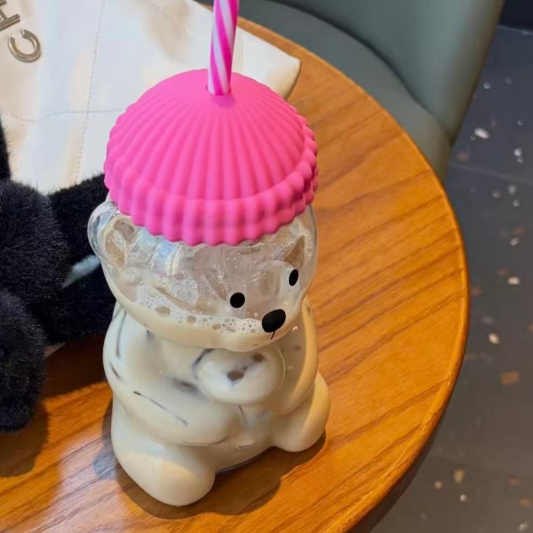 แก้วน้ำทรงหมี Bk สีชมพูใส แก้ว - Coffee Tea Shop บทวิจารณ์และราคา