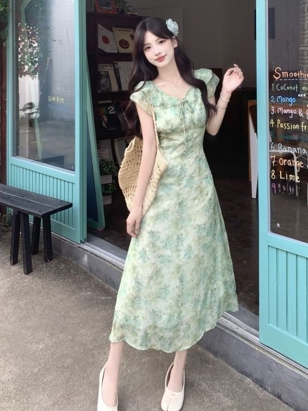 เดรสยาวลายดอกไม้สำหรับผู้หญิง  - Coffee Tea Weight Loss บทวิจารณ์และราคา