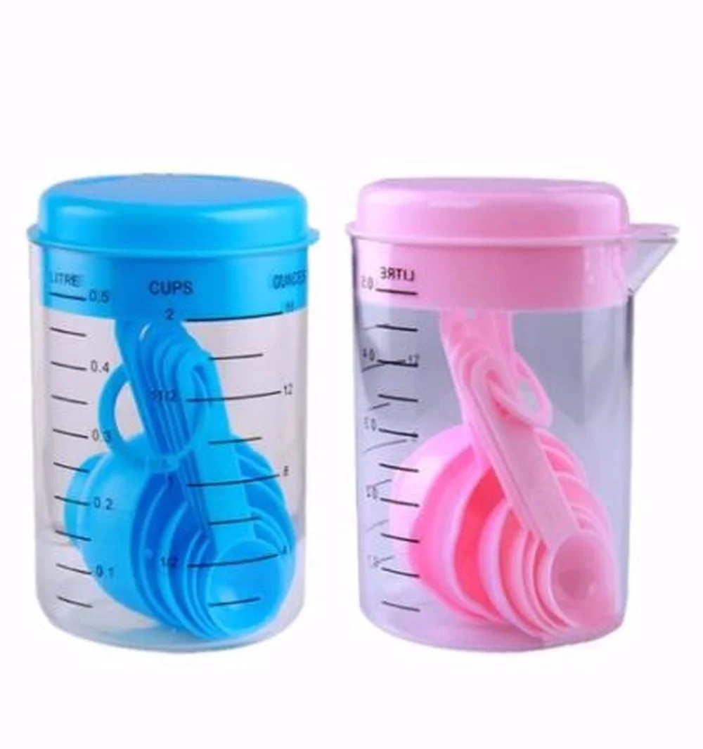 7 ชิ้น/เซ็ตถ้วยตวงพลาสติกและช้ - Coffee Tea Spoon บทวิจารณ์และราคา