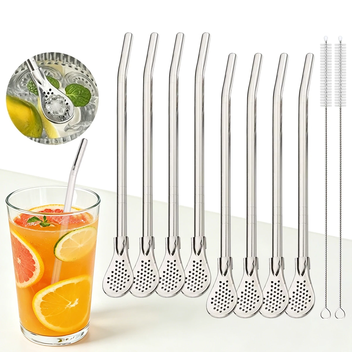 ชุดช้อนกรองชา 8 ชิ้น พร้อมหลอด - Coffee Tea Spoon บทวิจารณ์และราคา