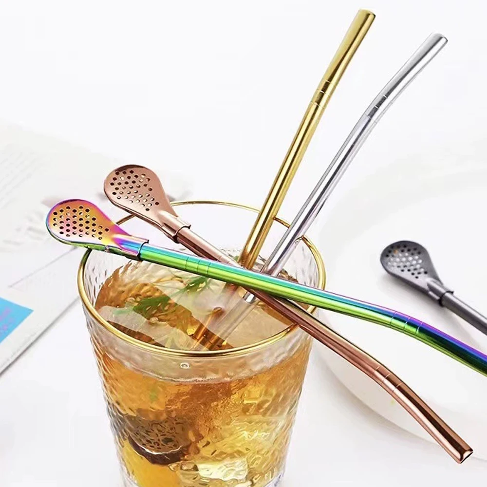 ชุดช้อนกรองชา 8 ชิ้น พร้อมหลอด - Coffee Tea Spoon บทวิจารณ์และราคา